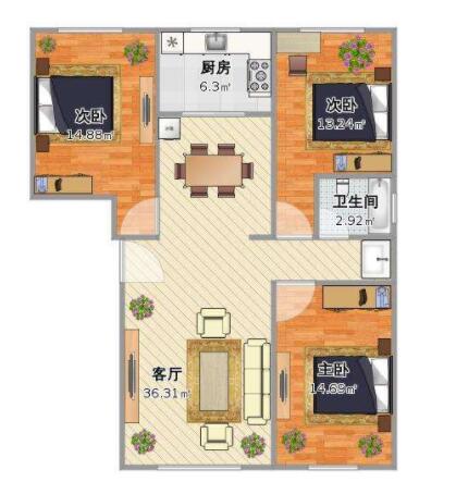 三室两厅一厨一卫